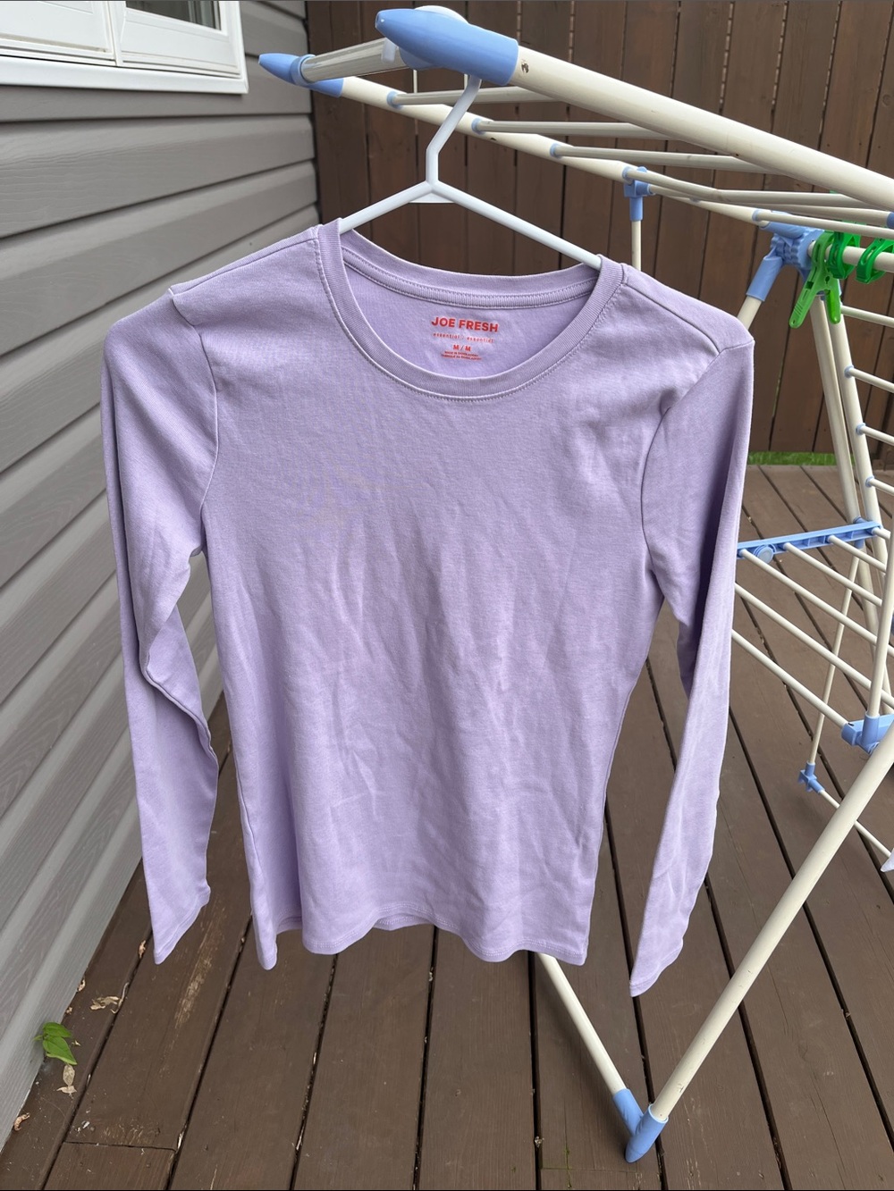 Joe Fresh lilac Lavender Long Sleeve Crew Tee. Small Medium. 100% organic cotton